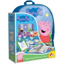 Комплект за рисуване и оцветяване Lisciani Peppa Pig в раница, с аксесоари