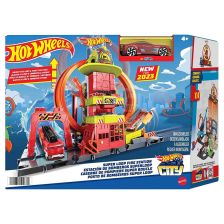 Писта Mattel Hot Wheels City Super Loop Fire Station, с 1 кола