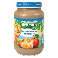Плодово пюре Bebelan Puree Банани, ябълки и праскови 4+м 190гр.