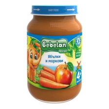 Плодово пюре Bebelan Puree Ябълки и моркови 4+м 190гр.