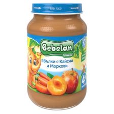 Плодово пюре Bebelan Puree Ябълки, кайсии и моркови 4+м 190гр.