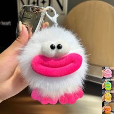 Плюшен ключодържател Raya Toys Sausage Lips, естествен косъм от лисица, 11 см