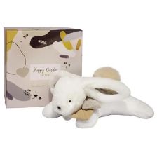 Плюшена играчка Doudou Happy Wild, Заек, 25 см, Бежов