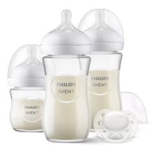 Комплект за новородено Avent Natural Response Бебешки шишета и залъгалка, 0-6+ месеца, стъкло