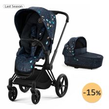 Бебешка количка Cybex Priam 4 + кош за новородено + тапицерия за седалка Jewels of Nature, Пакет с отстъпка №199