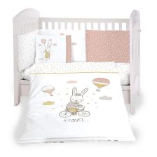 Бебешки спален комплект Kikka Boo Rabbits in Love, с обиколник, 6 части, 60 х 120 см.
