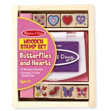 Дървени печати Melissa and Doug Сърчица и Пеперудки 12415