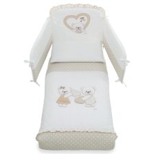 Бебешки спален комплект Italbaby DOLCI COCCOLE Pony 4ч. White/Dove Grey с обиколник, с бродерия