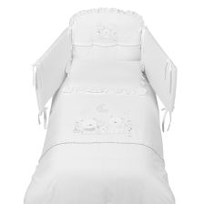 Спален комплект Italbaby HAPPY FAMILY Maxi 5 ч. 100х130 см. White с обиколник, с бродерия