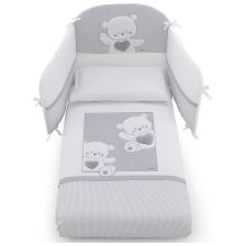 Спален комплект Italbaby JOLIE Maxi 5 ч. 100х130 см. White / Grey с обиколник, с бродерия