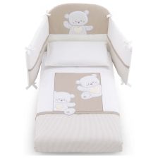 Спален комплект Italbaby JOLIE Pony 4 ч. 70х130 см. White / Dove Grey с обиколник, с бродерия