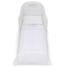 Спален комплект Italbaby MAGNIFIQUE ROMANTIC Pony 4ч. 70х130 Бял с обиколник, с бродерия