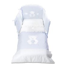 Спален комплект Italbaby PELUCHE Pony 4ч. 70х130 White/Blue с обиколник, с бродерия