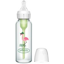 Стъклено бебешко шише Dr.Brown's Natural Flow Anti-Colic Options+ Wide Neck Flamingo, 250 мл.