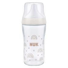 Стъклено бебешко шише Nuk Perfect Match+ Temperature Control Rainbow, 3м+, 230 мл.