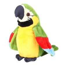 Интерактивна плюшена играчка Raya Toys Папагал, повтаря думи, 21 см