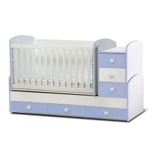 Трансформираща бебешка кошара Dizain Baby Деси Макси 70/180 подвижна решетка Бял/Син