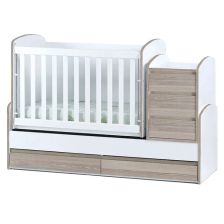 Трансформираща бебешка кошара Dizain Baby Луна 65/160, подвижна решетка, Бял / Северен дъб