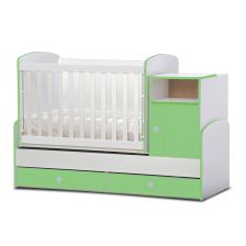 Трансформираща бебешка кошара Dizain Baby Маги 65/160 подвижна решетка Бял/Зелен