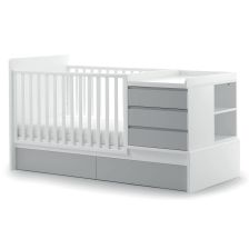 Трансформираща бебешка кошара Italbaby OSLO Осн. цвят бял + чекмеджета Grey