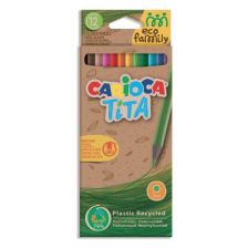 Цветни моливи CARIOCA Tita Eco Family, 12 цвята