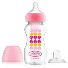 Преходно шише Dr.Brown's Wide-Neck Options+ Pink Hearts 270ml