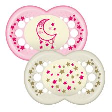 Залъгалка MAM 2бр. Night Soother Pink 12m+