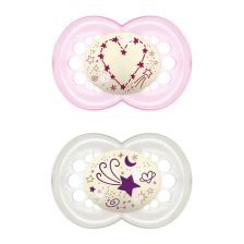 Залъгалка MAM 2бр. Night Soother Pink 6m+
