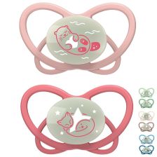 Залъгалки NIP My Butterfly Night Green с кутийка етап 3, 16-32 месеца, Светещи в тъмното, 2 бр.