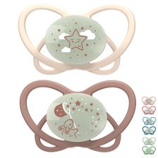 Залъгалки NIP My Butterfly Night Green с кутийка етап 1, 0-6 месеца, Светещи в тъмното, 2 бр.