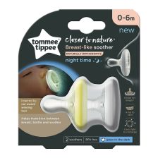 Ортодонтични залъгалки Tommee Tippee Breast-Like NIGHT 0-6м, 2 бр. TT.0207