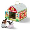 Детска дървена играчка Melissa and Doug Хамбар с врати и ключалки + 4 животни