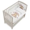 Бебешко легло Italbaby B.SIDE KUKU Choco, с матрак и спален комплект Dove Grey, с подвижна решетка