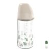 Бебешко шише за хранене стъклено NIP Cherry Green Flow M, 240мл, 0 месеца +