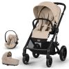 Бебешка количка 3 в 1 Cybex Balios S Lux New 2025 + кош Cot S Lux + адаптери + стол за кола Cloud G i-size Plus One Box, Almond Beige