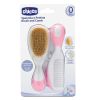 Комплект четка за коса от естествен косъм и гребен Chicco за момиче