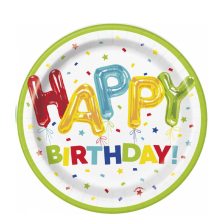 Хартиени чинийки Unique Happy Birthday  8бр.18см.
