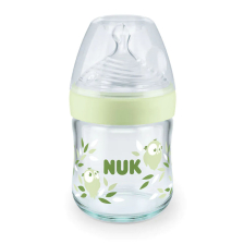 Бебешко шише за хранене стъклено  със силиконов биберон NUK TEMPERATURE CONTROL   0-6м 120 мл