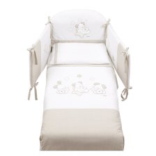 Спален комплект Italbaby SWEET STAR Pony 4 ч. 70х130 White / Dove Grey с обиколник, с бродерия