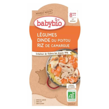 Био меню Babybio - Пуешко и ориз 2x200гр. 8м+