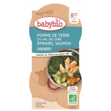 Био меню Babybio - Сьомга, картофи и спанак 2x200гр. 8м+