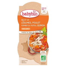 Био меню Babybio Лека нощ - Пилешко месо, киноа и зеленчуци 2x200гр 12м+