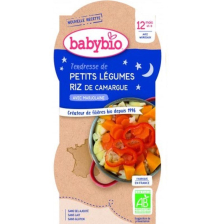 Био меню Babybio Лека нощ - Зеленчуци с ориз 2x200гр 12м+