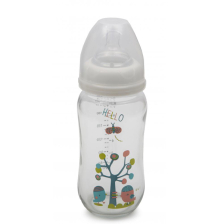 Стъклено шише за хранене Cangaroo с широко гърло 240 ml B0468
