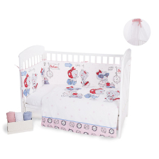 Бебешки спален комплект Kikka Boo 3 части Pink Station с комарник и обиколник