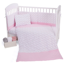 Бебешки спален комплект Kikka Boo Pink Flowers, с обиколник, 5 части, 60 х 120 см.
