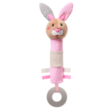 Плюшена играчка Babyono Писукаща с гризалка Зайчето Джулия 621