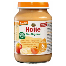 Бебешко пюре Holle - Ябълки, банан и кайсии, 190 g