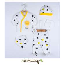 Бебешки комплект за изписване Ciсcim Baby, 5 части, Слънце на точки, 4690 