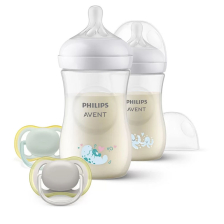Подаръчен комплект за бебе Philips AVENT SCD837/11 Октоподи с 2 бр. шишета за хранене Natural Response 260 мл с биберони без протичане Поток 3 и 2 бр. залъгалки Ultra Air